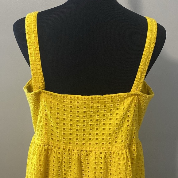 J Crew Yellow Embroidered Eyelet Lace Button Front Midi Sundress Sz 14 - Picture 5 of 13